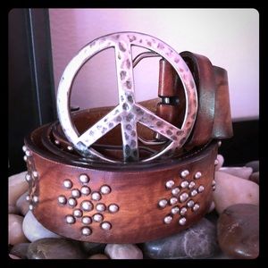 Brighton Peace Brown Leather Belt